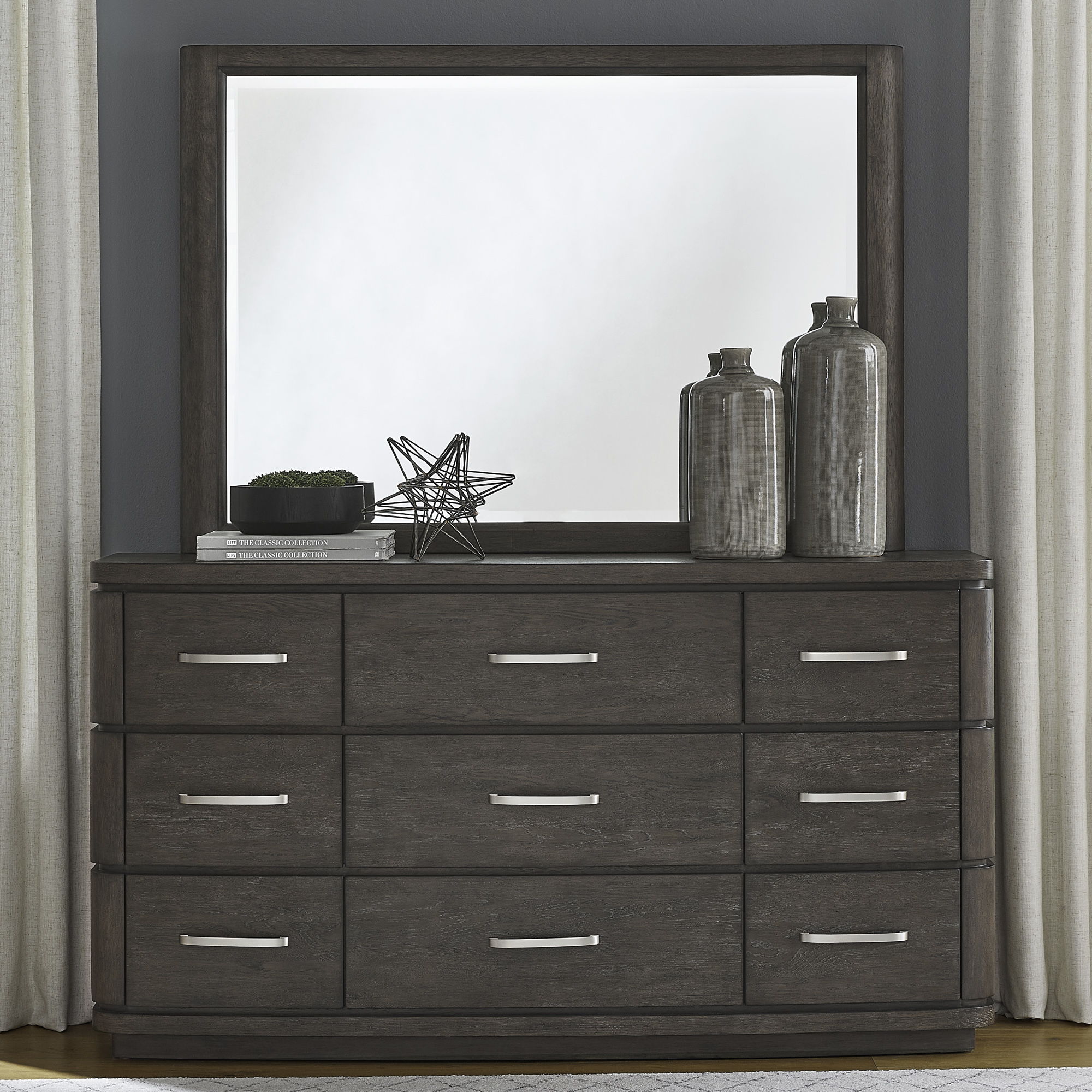 Commode et miroir - Espresso satiné