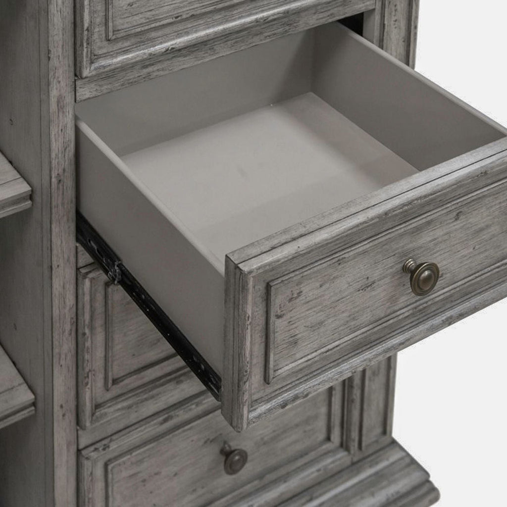Commode de porte – Fabriquée avec des solides en bois d'hévéa et des produits du bois – protection anti-poussière du caisson inférieur et tiroirs intérieurs entièrement teints