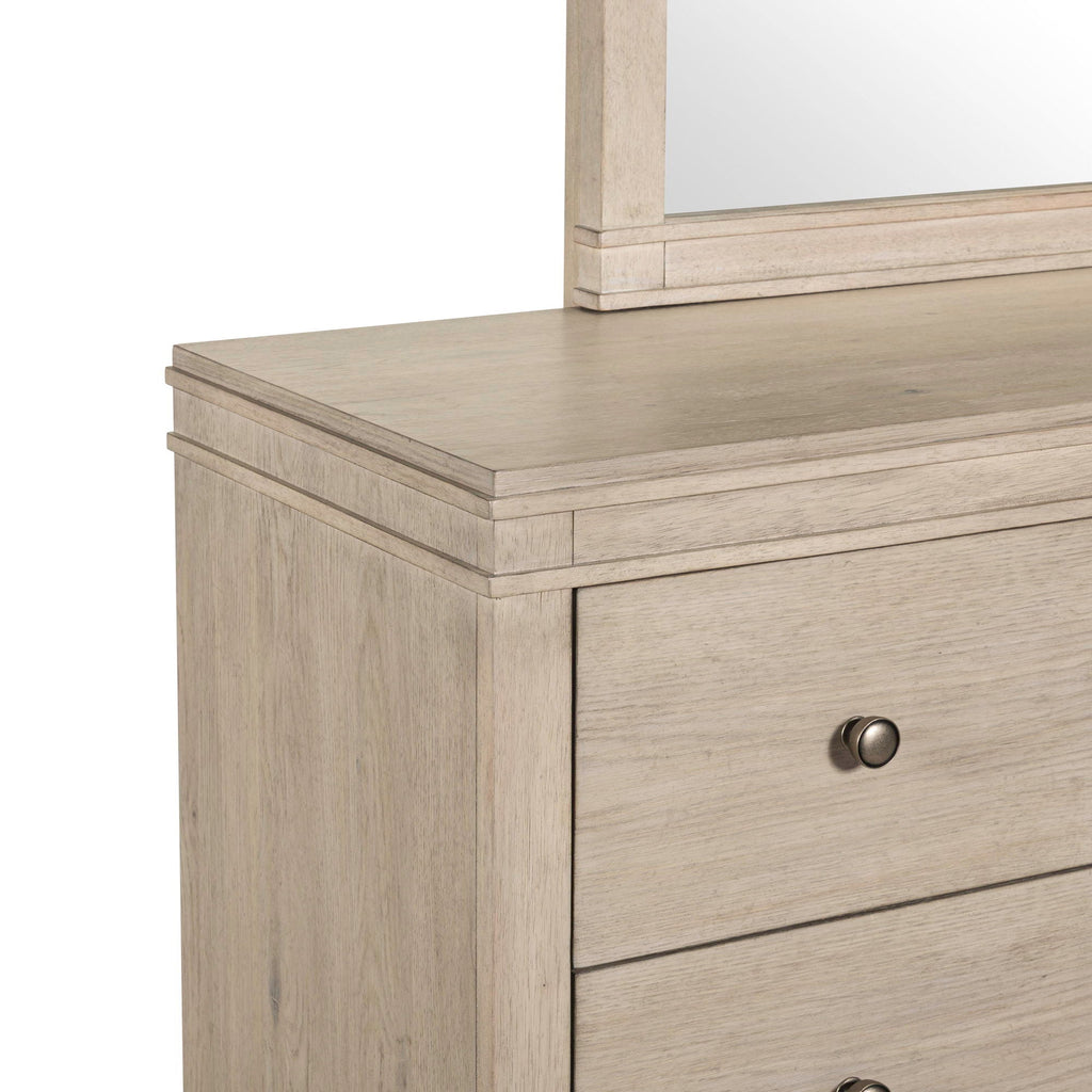 Commode et miroir - Blanc Sanctuaire — offre un style transitionnel mêlant éléments traditionnels et contemporains
